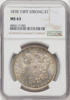 1878 7/8TF $1 STRONG Morgan Dollar NGC MS63
