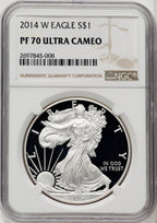 2014-W S$1 Silver Eagle Brown Label NGC PF70