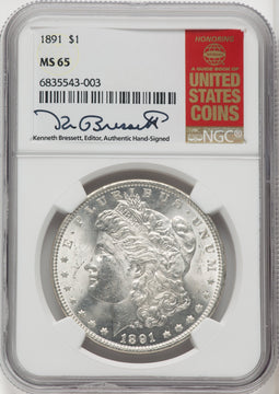 1891 $1 Kenneth Bressett Red Book Morgan Dollar NGC MS65