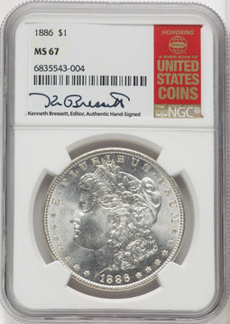 1886 $1 Kenneth Bressett Red Book Morgan Dollar NGC MS67 (765830008)