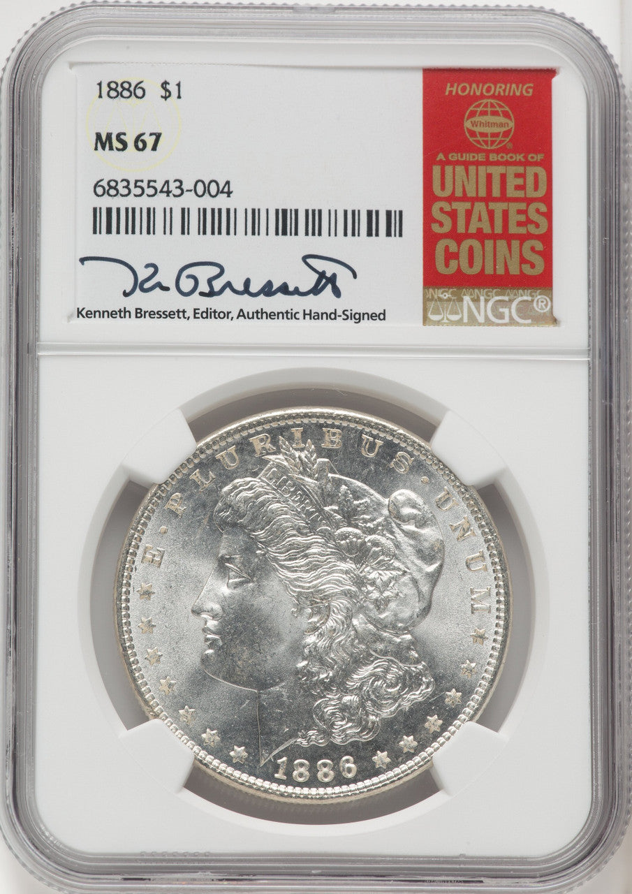 1886 $1 Kenneth Bressett Red Book Morgan Dollar NGC MS67 (765830008)