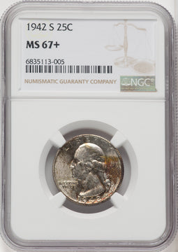 1942-S 25C Washington Quarter NGC MS67+