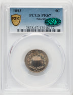 1883 5C SHIELD CAC Proof Shield Nickel PCGS PR67