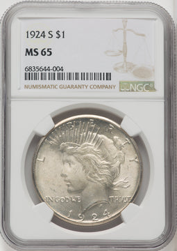 1924-S $1 Peace Dollar NGC MS65