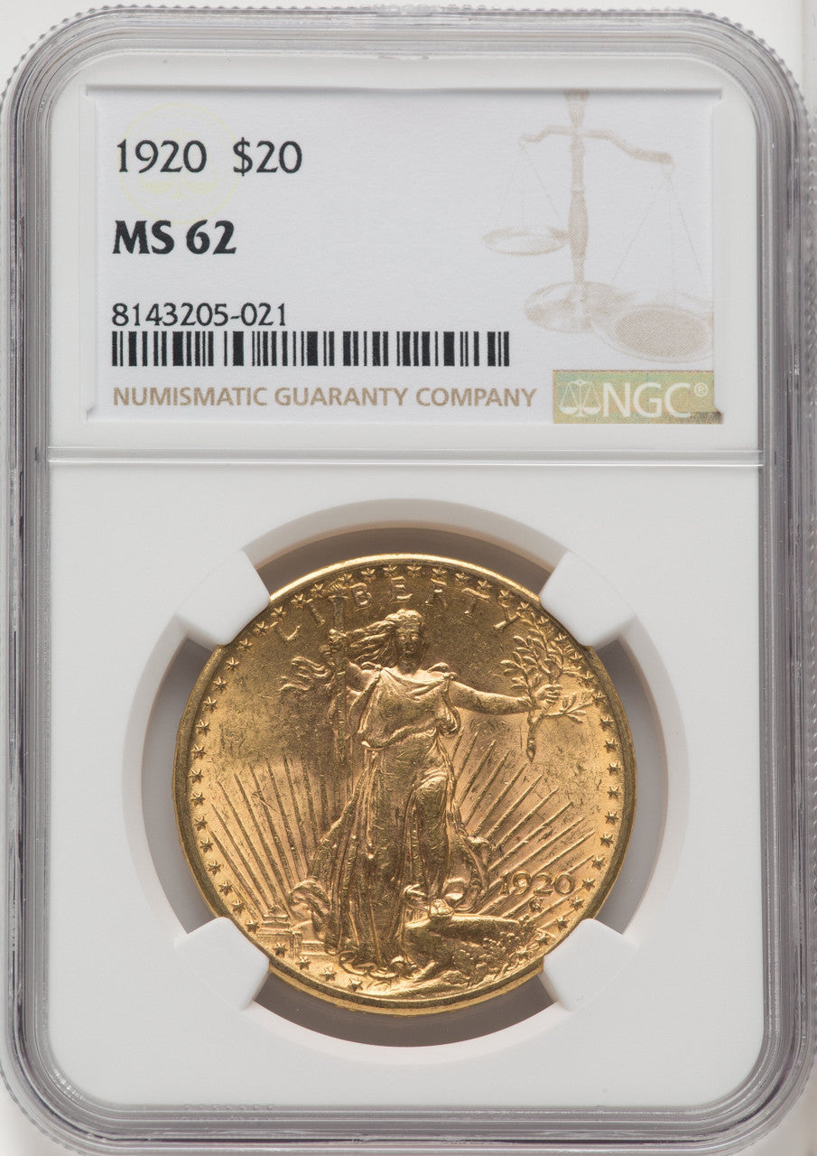 1920 $20 Saint-Gaudens Double Eagle NGC MS62 (5421090)