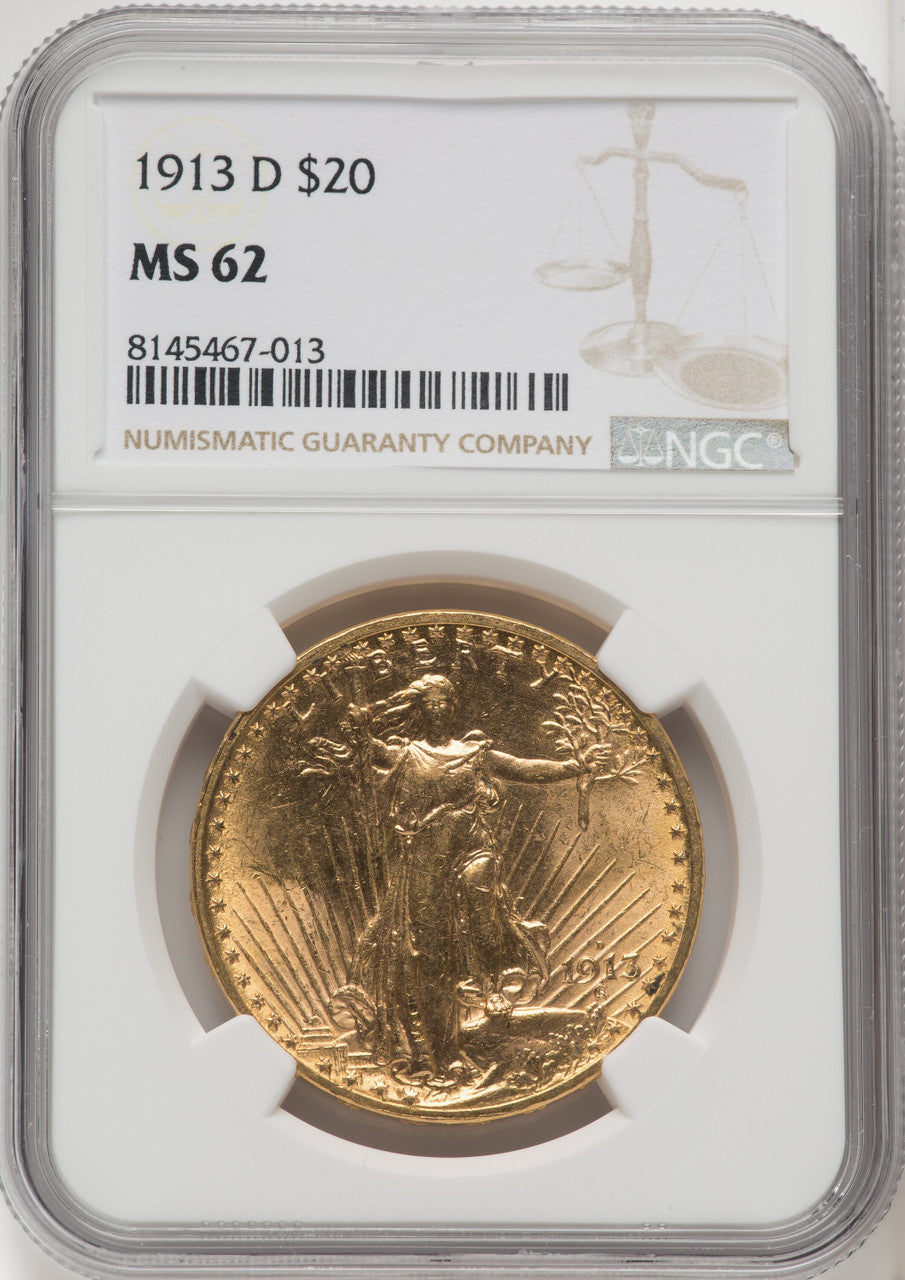 1913-D $20 Saint-Gaudens Double Eagle NGC MS62 (571970029)