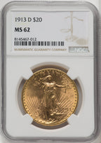 1913-D $20 Saint-Gaudens Double Eagle NGC MS62 (571970028)