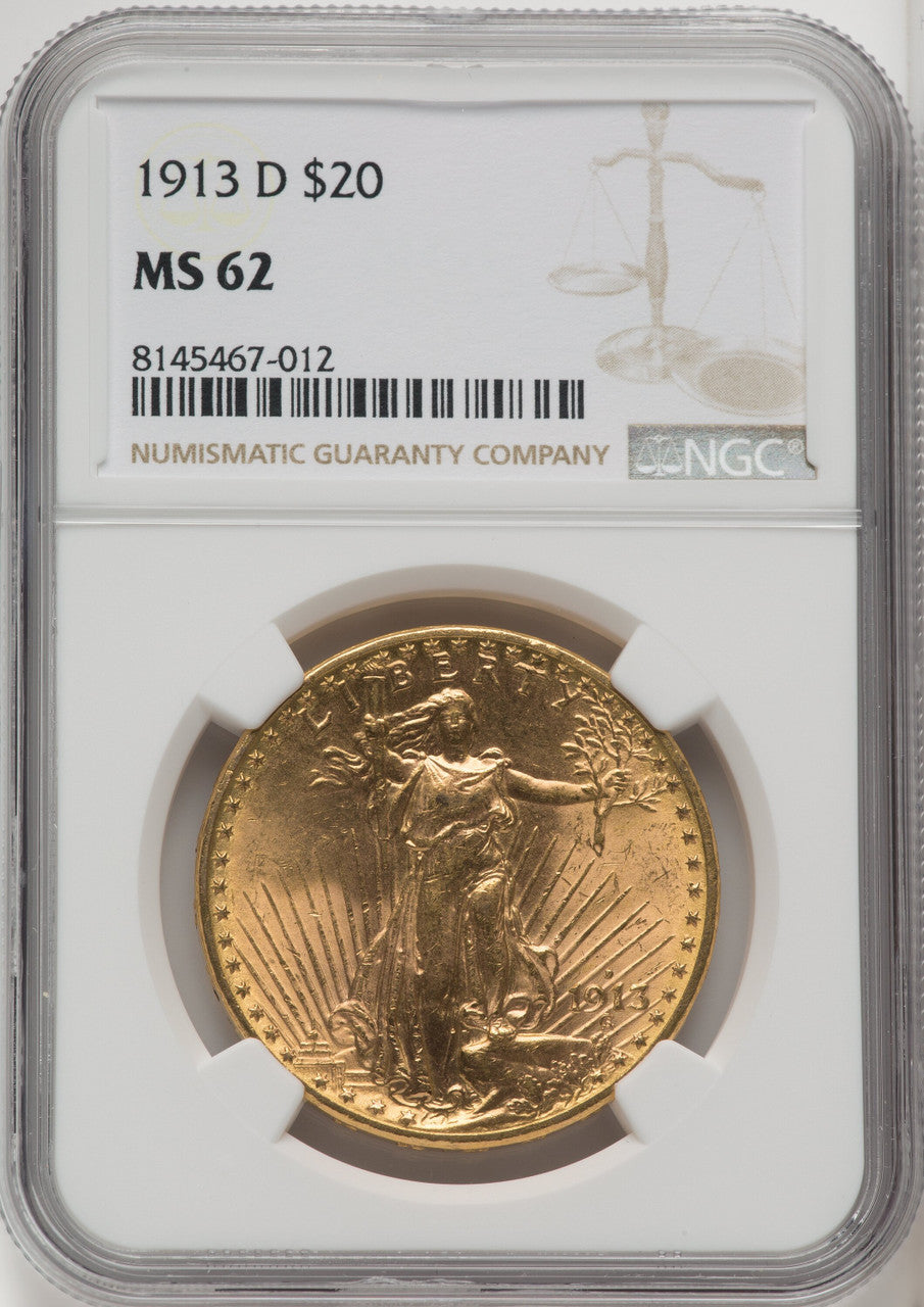 1913-D $20 Saint-Gaudens Double Eagle NGC MS62 (571970028)