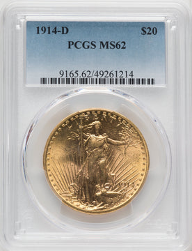 1914-D $20 Saint-Gaudens Double Eagle PCGS MS62 (571980003)