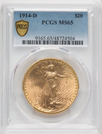 1914-D $20 Saint-Gaudens Double Eagle PCGS MS65