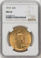 1910 $20 Saint-Gaudens Double Eagle NGC MS63 (571980029)
