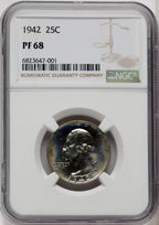 1942 25C Proof Washington Quarter NGC PR68 (767552022)