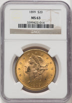 1899 $20 Liberty Double Eagle NGC MS63 (767708002)
