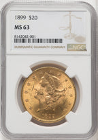 1899 $20 Liberty Double Eagle NGC MS63 (171402039)