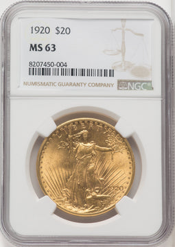 1920 $20 Saint-Gaudens Double Eagle NGC MS63