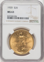 1920 $20 Saint-Gaudens Double Eagle NGC MS63