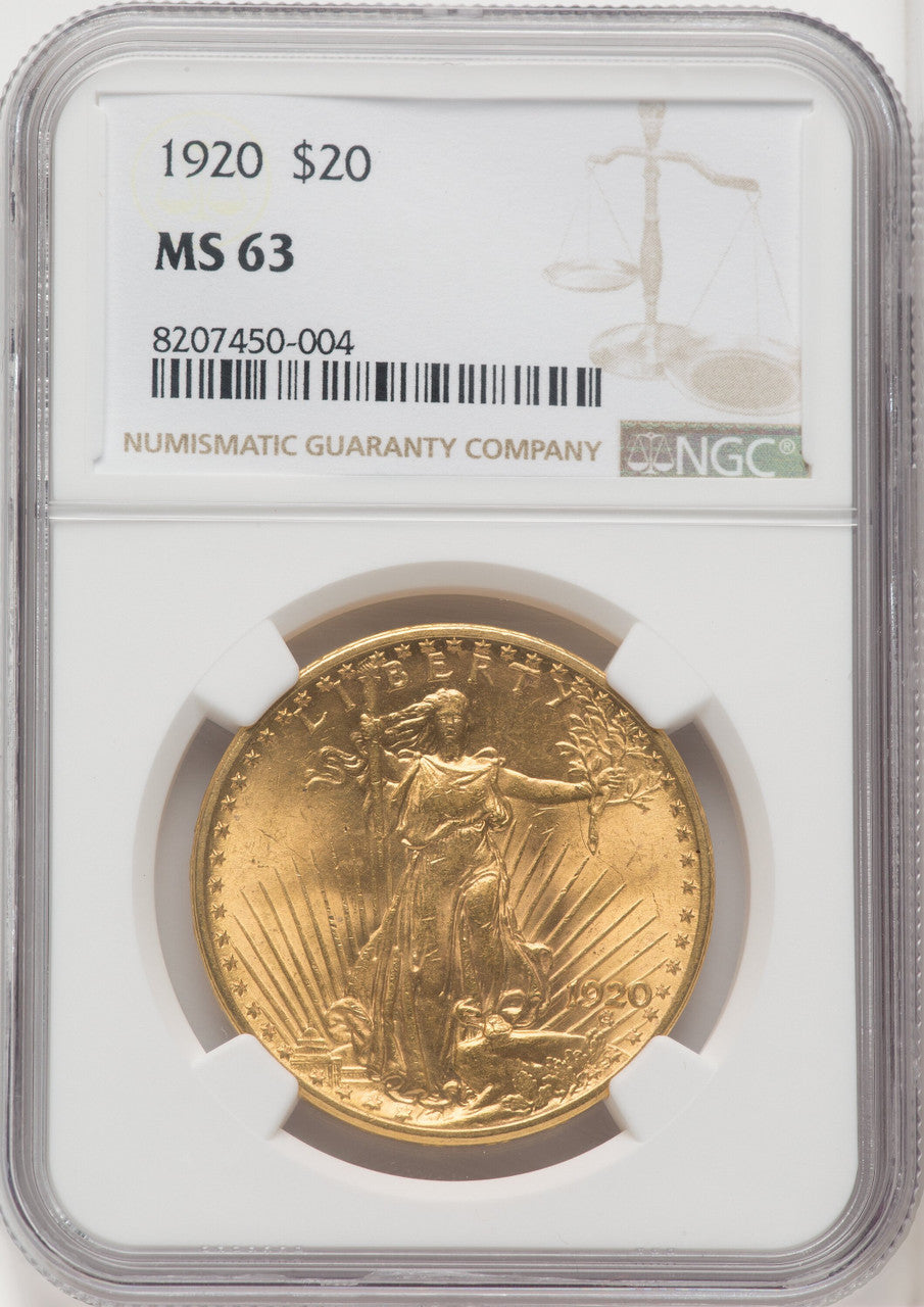 1920 $20 Saint-Gaudens Double Eagle NGC MS63