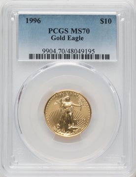 1996 $10 Quarter-Ounce Gold Eagle Blue Gradient PCGS MS70