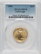 1996 $10 Quarter-Ounce Gold Eagle Blue Gradient PCGS MS70