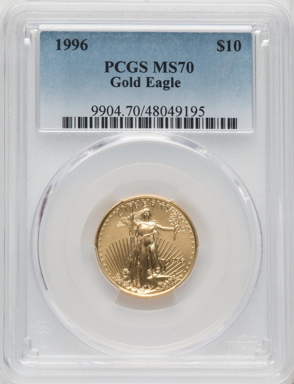 1996 $10 Quarter-Ounce Gold Eagle Blue Gradient PCGS MS70