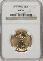2010 $25 Half-Ounce Gold Eagle Brown Label NGC MS70