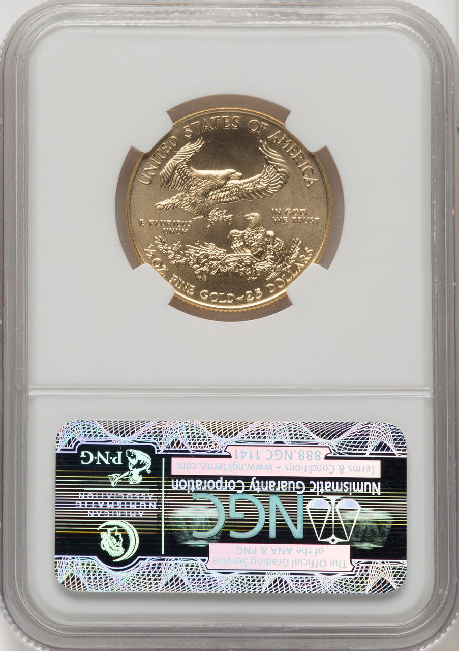 2010 $25 Half-Ounce Gold Eagle Brown Label NGC MS70