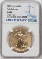 2023 $50 One-Ounce Gold Eagle First Strike ER Blue NGC MS70