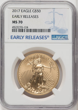 2017 $50 One-Ounce Gold Eagle First Strike ER Blue NGC MS70