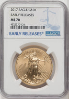 2017 $50 One-Ounce Gold Eagle First Strike ER Blue NGC MS70