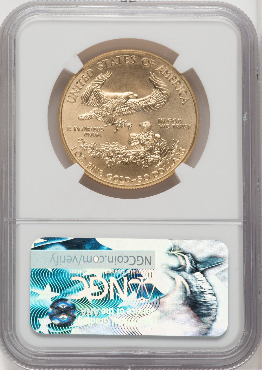 2017 $50 One-Ounce Gold Eagle First Strike ER Blue NGC MS70