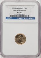 2006-W $5 Tenth-Ounce Gold Eagle ER Blue NGC MS70