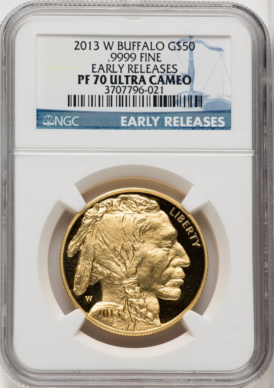 2013-W One-Ounce Gold Buffalo First Strike ER Blue NGC PF70