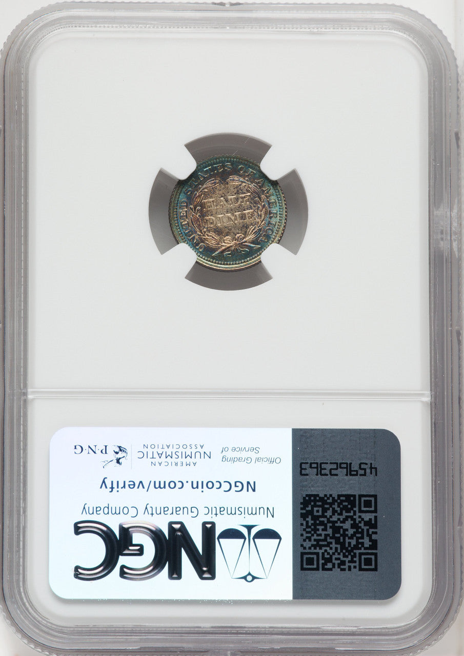 1854 H10C ARROWS Seated Half Dime NGC MS66