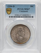 1936-D 50C Cincinnati Commemorative Silver PCGS MS67 (768136013)
