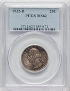 1932-D 25C Washington Quarter PCGS MS62