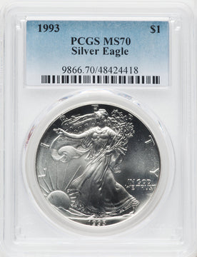 1993 S$1 Silver Eagle PCGS MS70