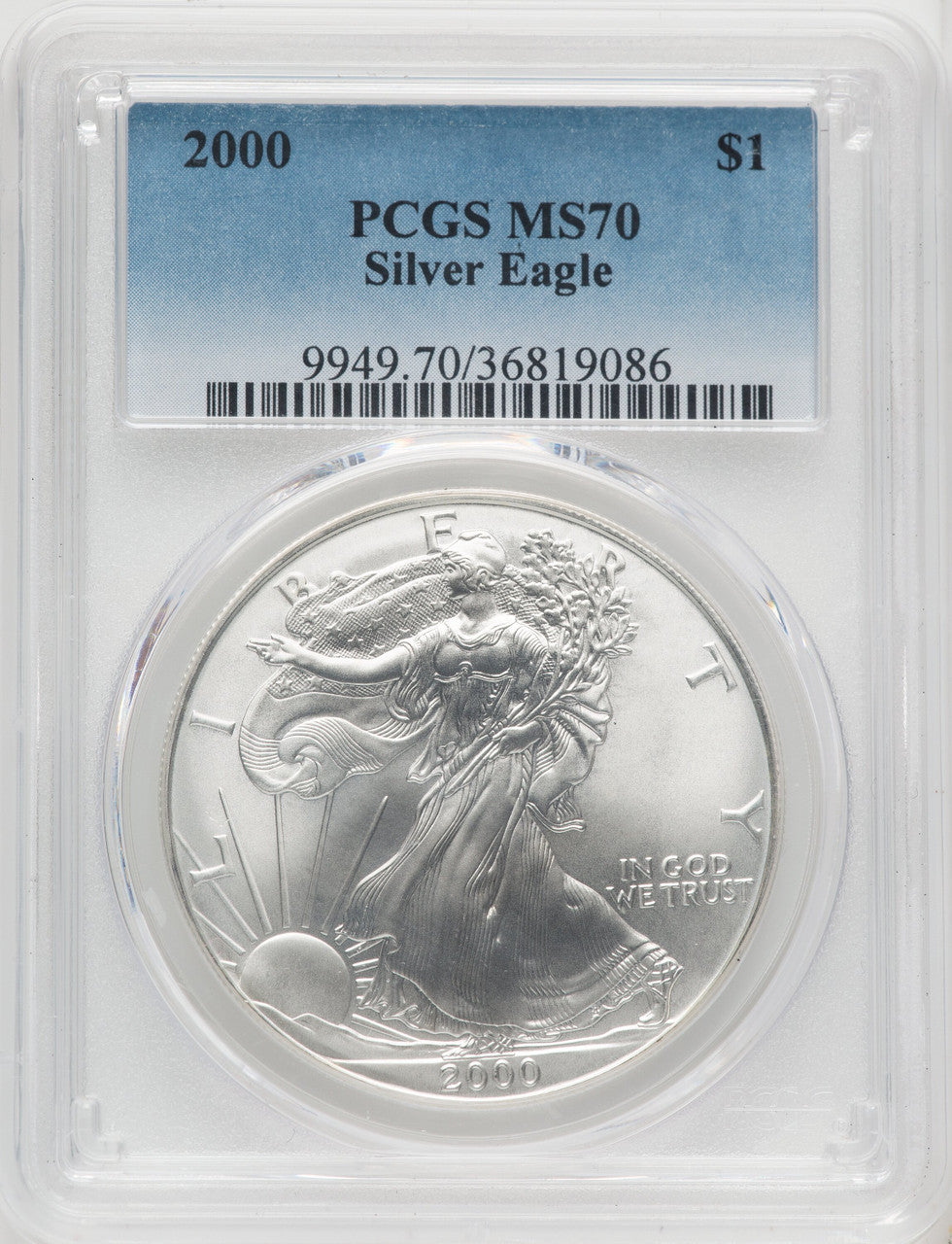 2000 S$1 Silver Eagle PCGS MS70