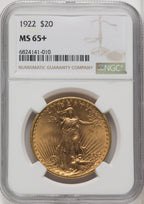 1922 $20 Saint-Gaudens Double Eagle NGC MS65+