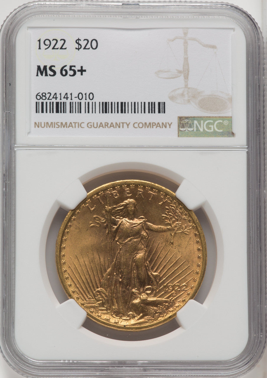 1922 $20 Saint-Gaudens Double Eagle NGC MS65+