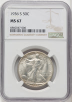 1936-S 50C Walking Liberty Half Dollar NGC MS67