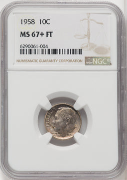 1958 10C FB Roosevelt Dime NGC MS67+