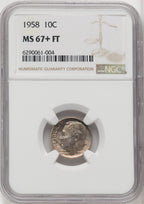 1958 10C FB Roosevelt Dime NGC MS67+