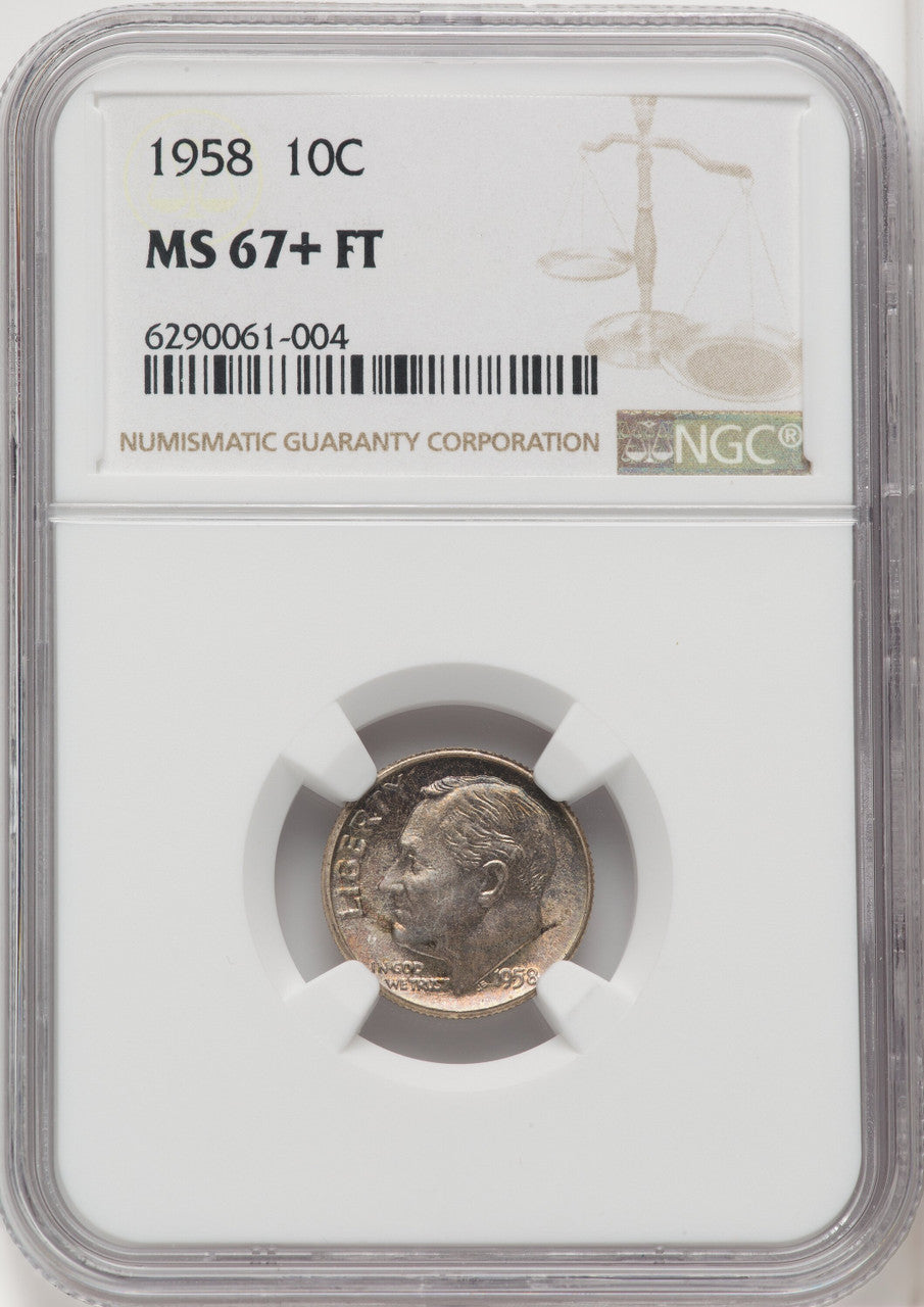 1958 10C FB Roosevelt Dime NGC MS67+