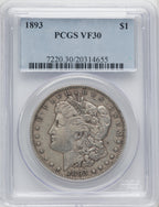 1893 $1 Morgan Dollar PCGS VF30
