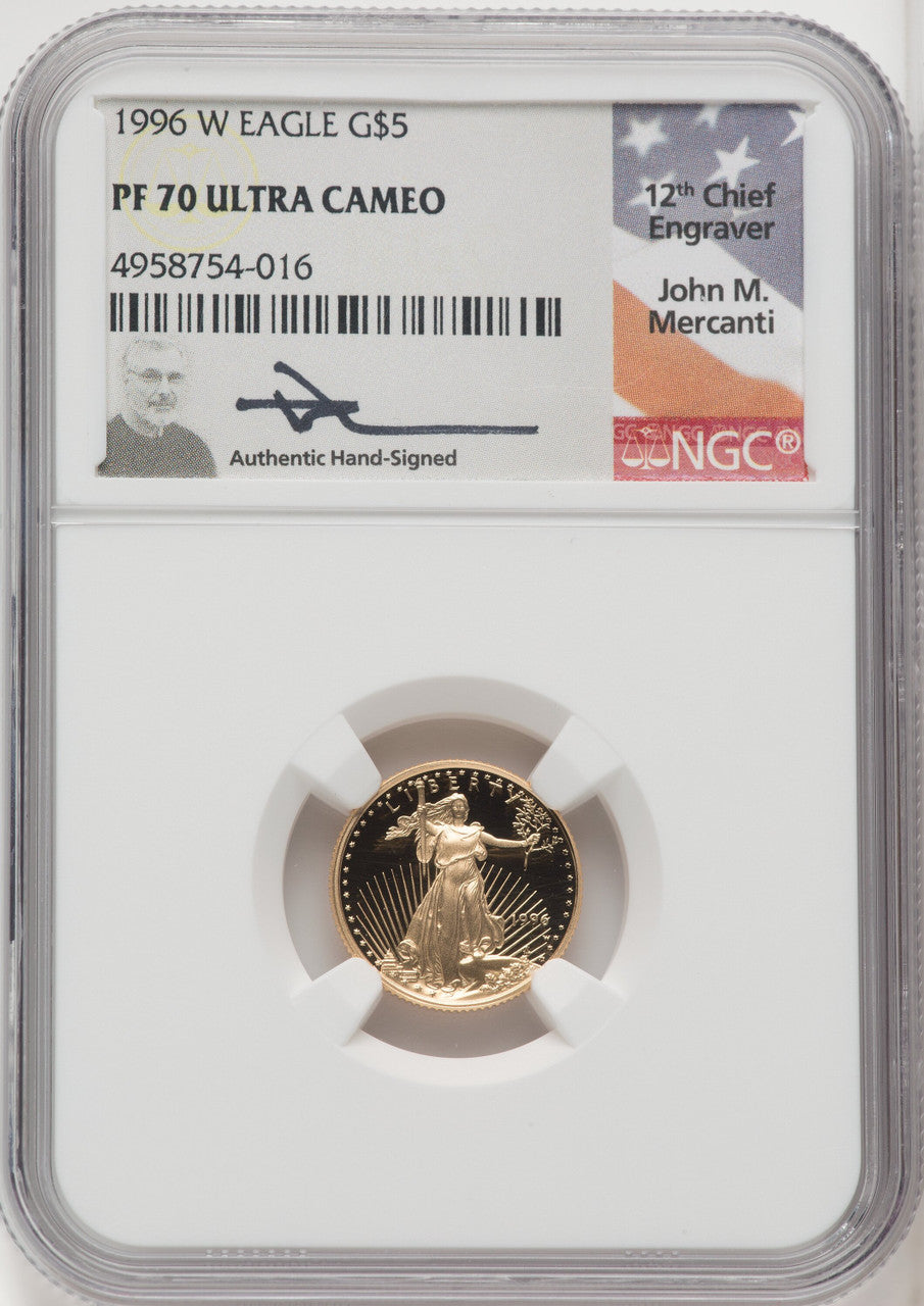 1996-W $5 Tenth-Ounce Gold Eagle NGC PF70 Mercanti Signed