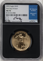 2023 $25 Half-Ounce Gold Eagle First Day of Issue NGC MS70 Ed Moy Signed