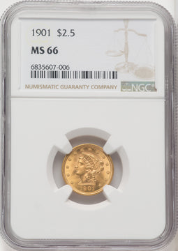 1901 $2.50 Liberty Quarter Eagle NGC MS66 (767539001)