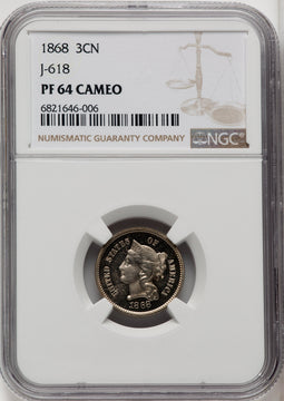 1868 3CN Judd-618 Patterns NGC MS64