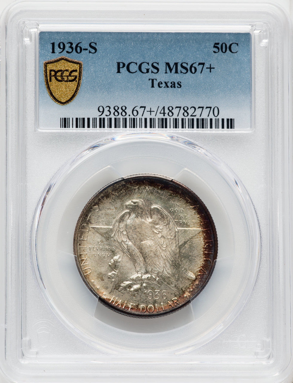 1936-S 50C Texas Commemorative Silver PCGS MS67+ (765692016)