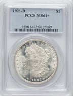 1921-D $1 Morgan Dollar PCGS MS64+